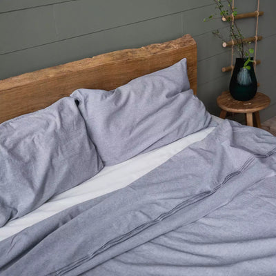 Linen & Cotton Bedding set with Flat sheet 190x270 in Graphite Melange