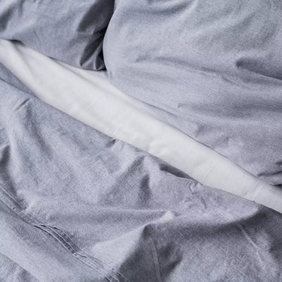 Juego de cama de lino y algodón con sábana plana de 240x270 en Graphite Melange