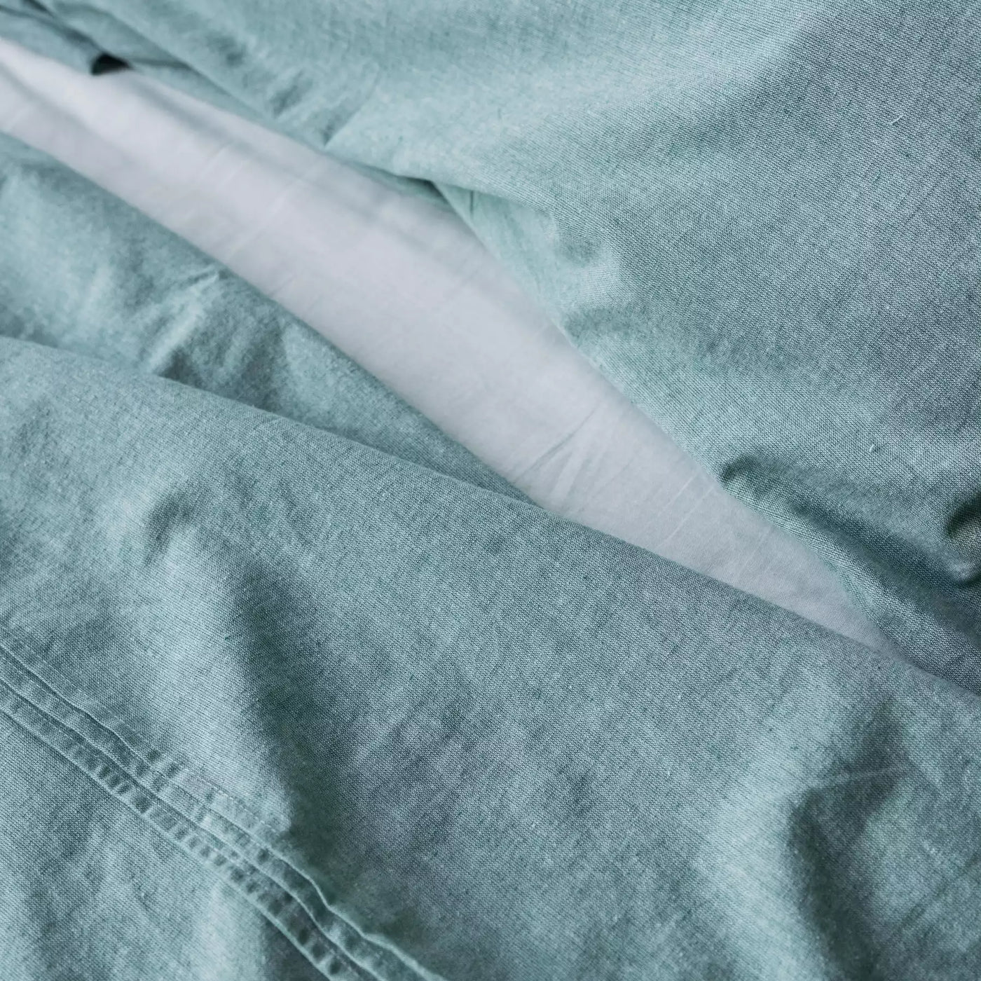 Parure de lit en lin et coton avec drap plat 190x270 en Mélange Menthe