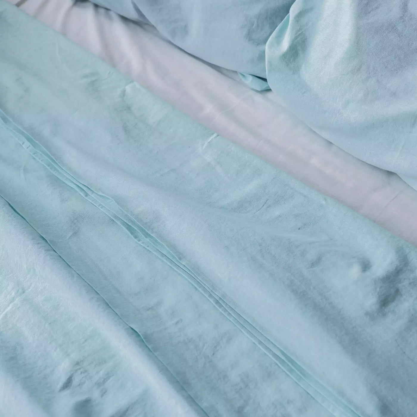 Linen & Cotton Bedding set with Flat sheet 190x270 in Turquoise Melange