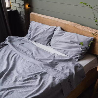 Linen & Cotton Pillowcase Set in Graphite Melange