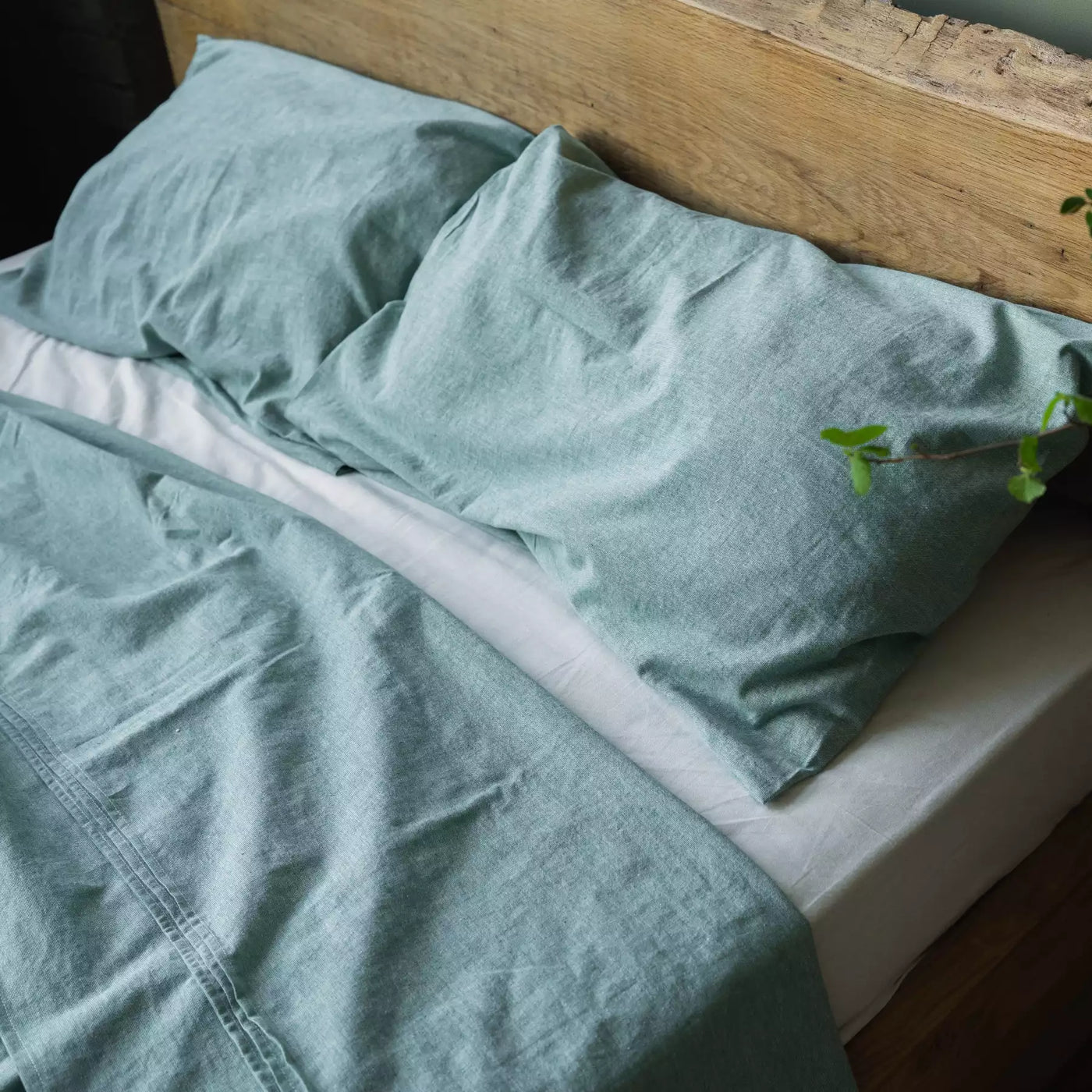 Linen & Cotton Pillowcase Set in Mint Melange