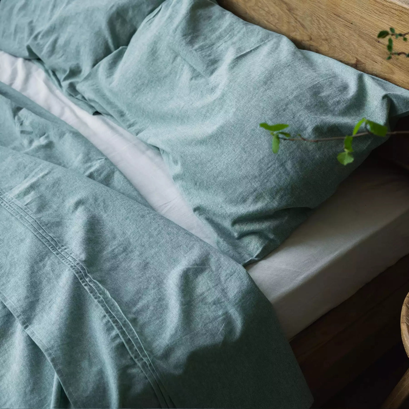 Linen & Cotton Pillowcase Set in Mint Melange