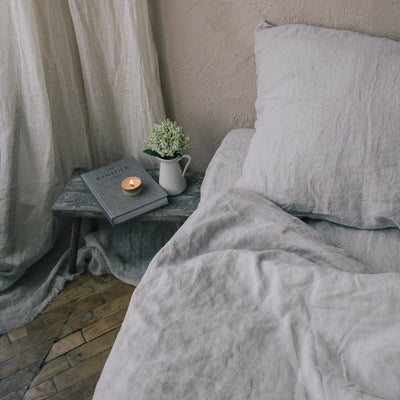 Buy Natural Linen Bedding Set 135x200 in Grey 2