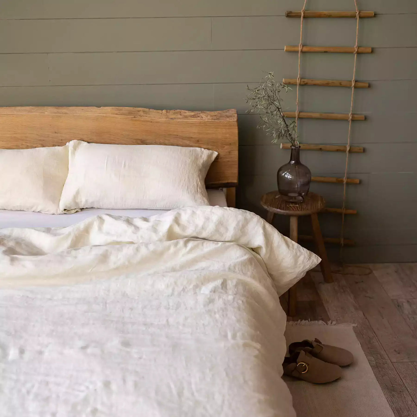 Linen bedding set 150x200 in Vanilla cream