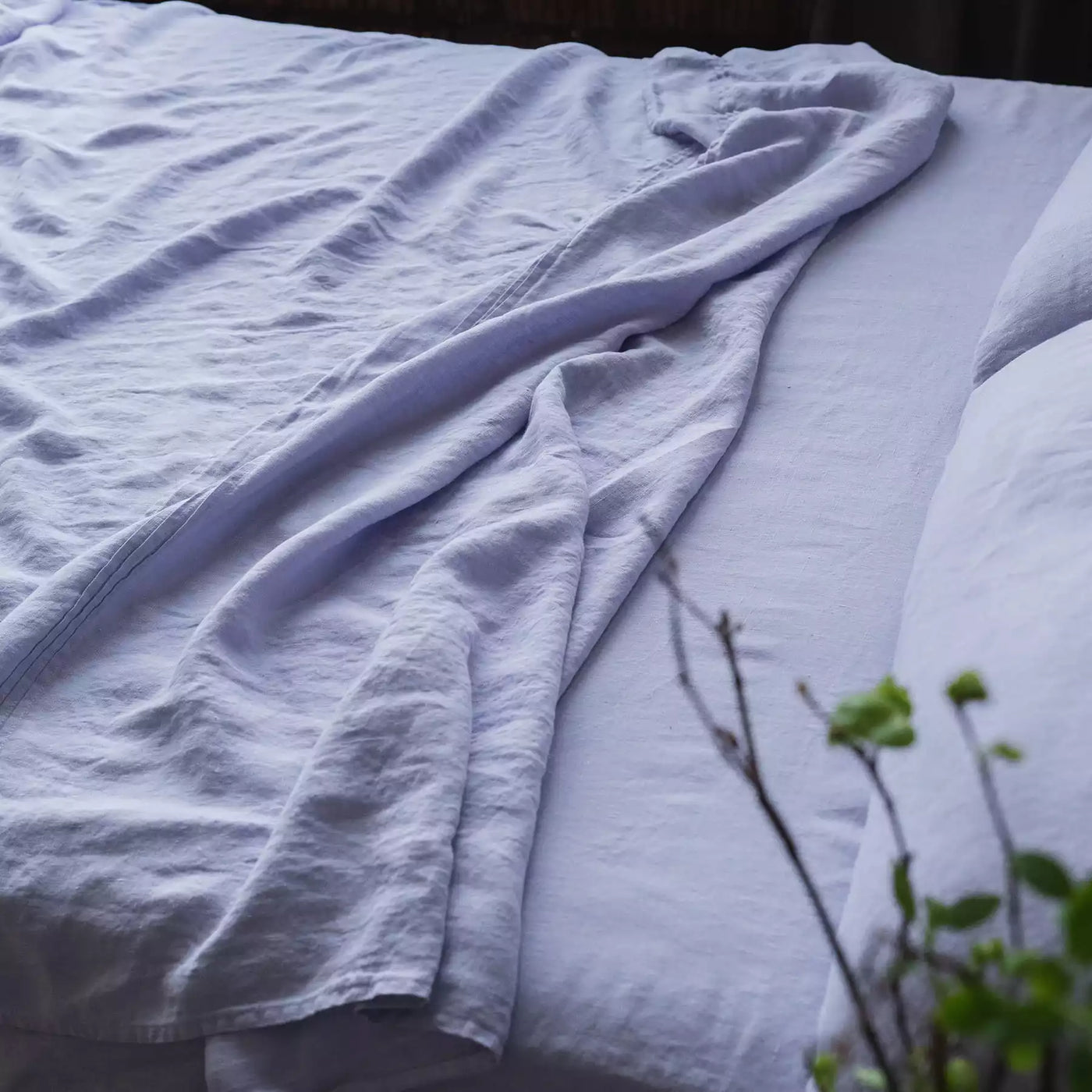 Linen Bedding set with Flat sheet 190x270 in Lavender flower