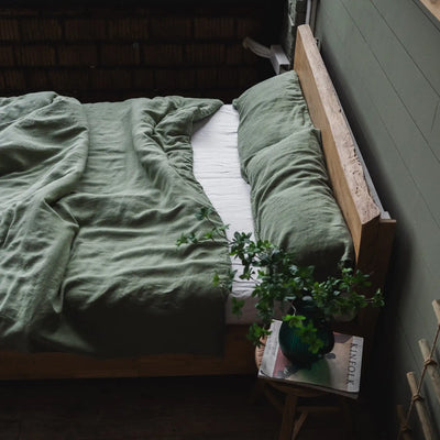 Linen bedding set 135x200 in Olive