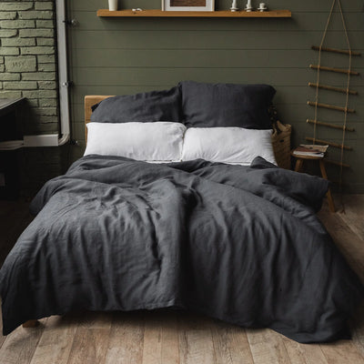 Linen bedding set 140x200 in Graphite