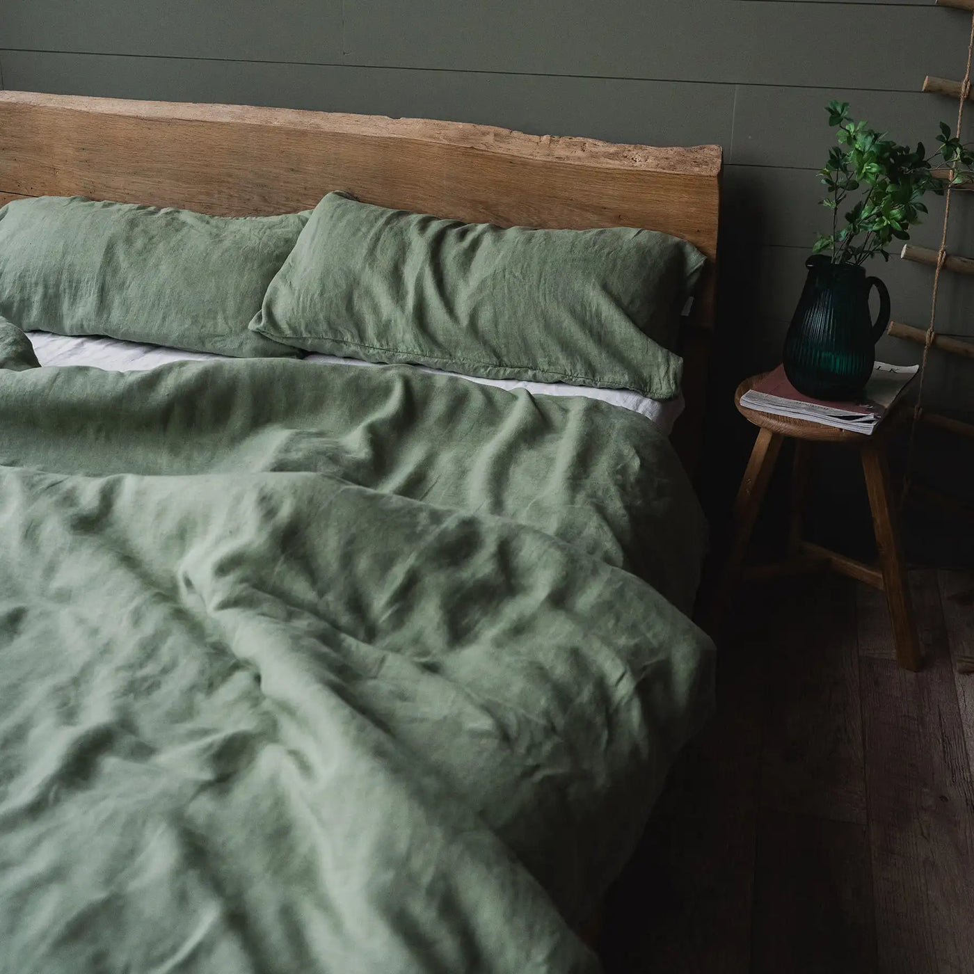 Linen bedding set 140x200 in Olive