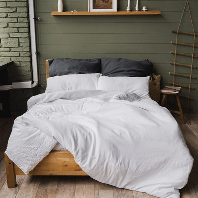 Linen bedding set 155x200 in Optical White