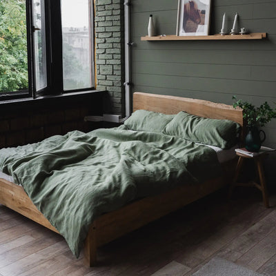 Linen bedding set 155x200 in Olive