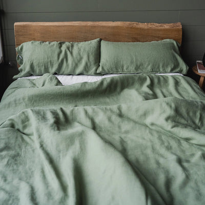 Linen bedding set 155x200 in Olive