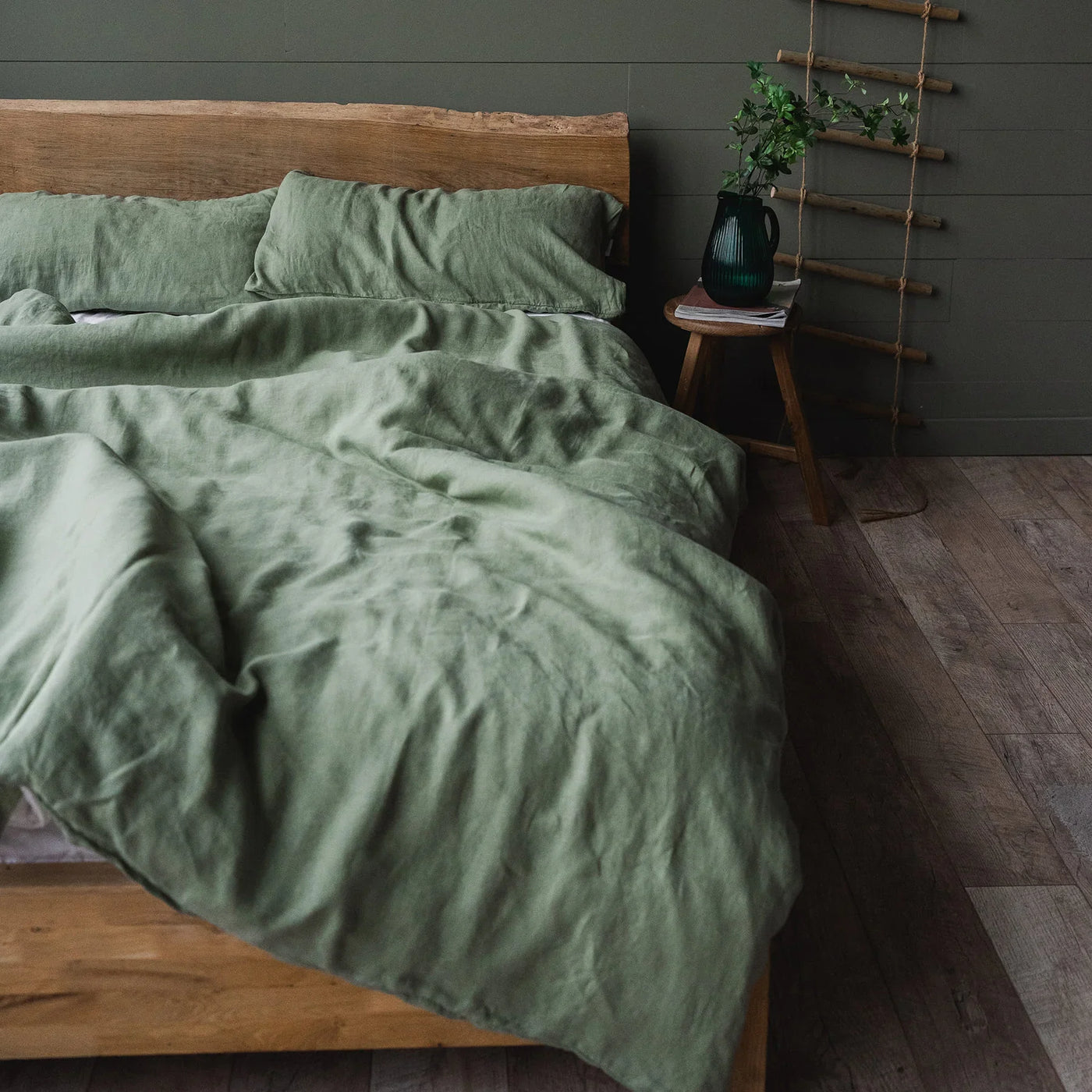 Linen bedding set 200x220 in Olive