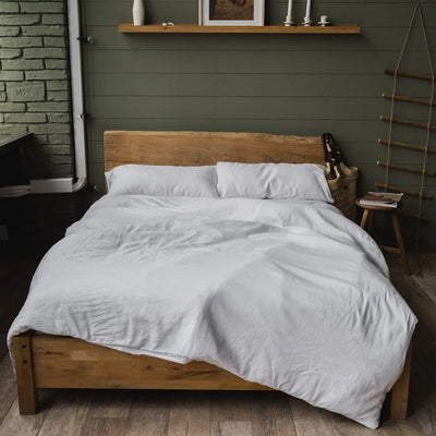 Linen bedding set 200x220 in Optical White