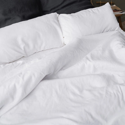 Linen bedding set 200x200 in Optical White