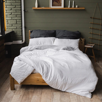 Linen bedding set 220x240 in Optical White