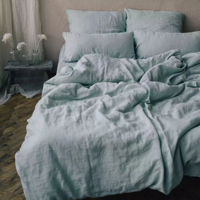 Shop now Quality Linen Bedding set 155x200 in Mint Green