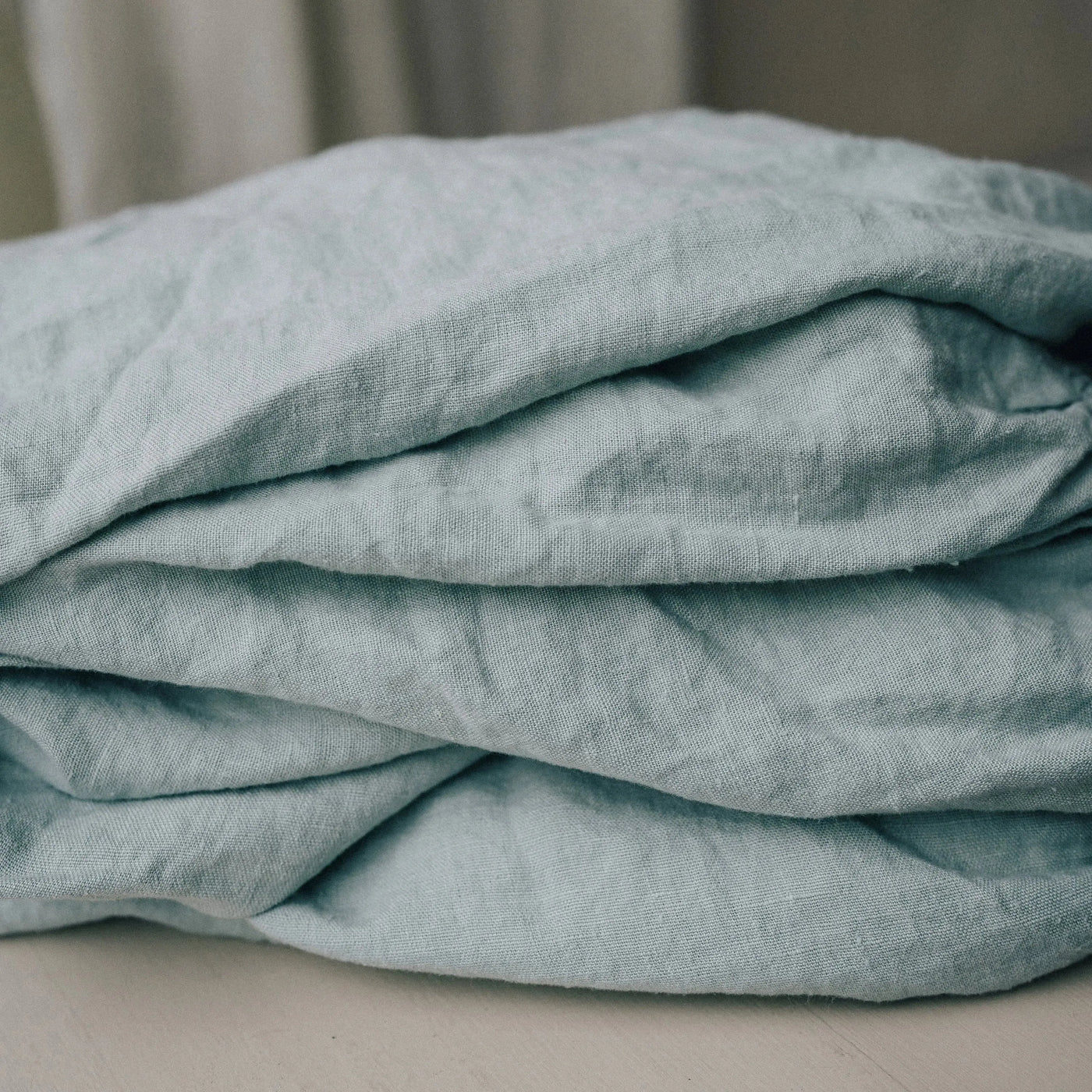 Buy online Gorgeous Linen Bedding Set 200x200 in Mint Green 7