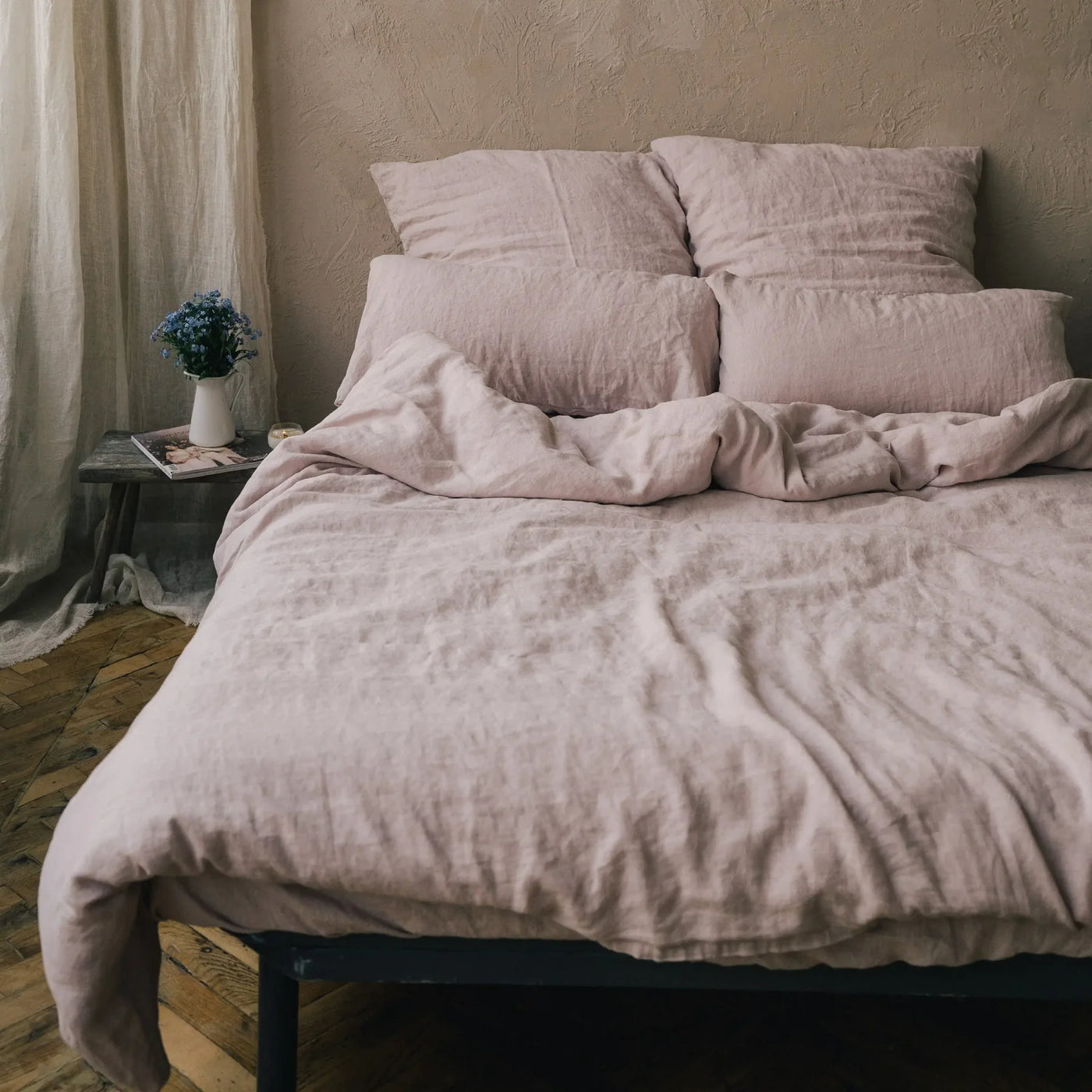 Buy online Vintage Linen Bedding Set 155x200 in Rose Quartz