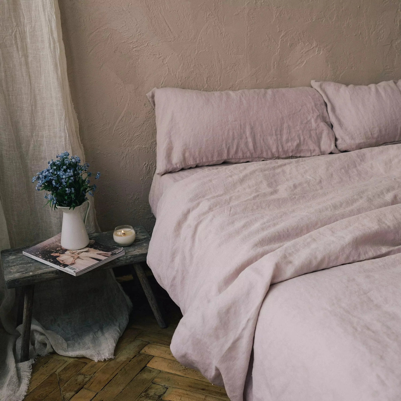 Buy online Vintage Linen Bedding Set 155x200 in Rose Quartz 6