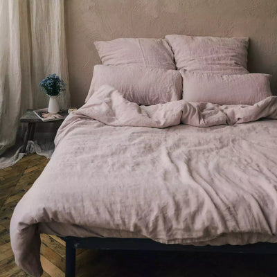 Discover Premium Linen Bedding Set 200x200 in Rose Quartz