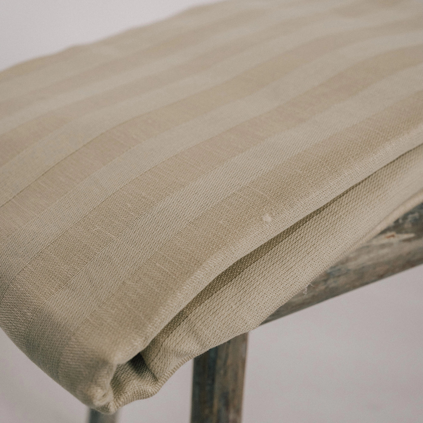 Shop Natural Fitted Sheet Linen and Cotton with Beige Stripe 2