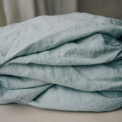 Discover High-quality Fitted Sheet 100% Linen Mint Green 1