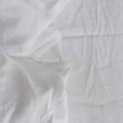 Shop Premium 100% Linen Fitted Sheet in Optical White 4