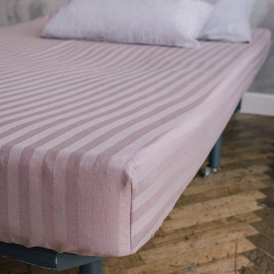 Buy online Super Soft Fitted Sheet Linen and Cotton with Rose Stripe