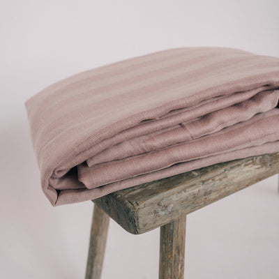 Köp online Supermjukt draperat lakan i linne och bomull med rosa rand 6