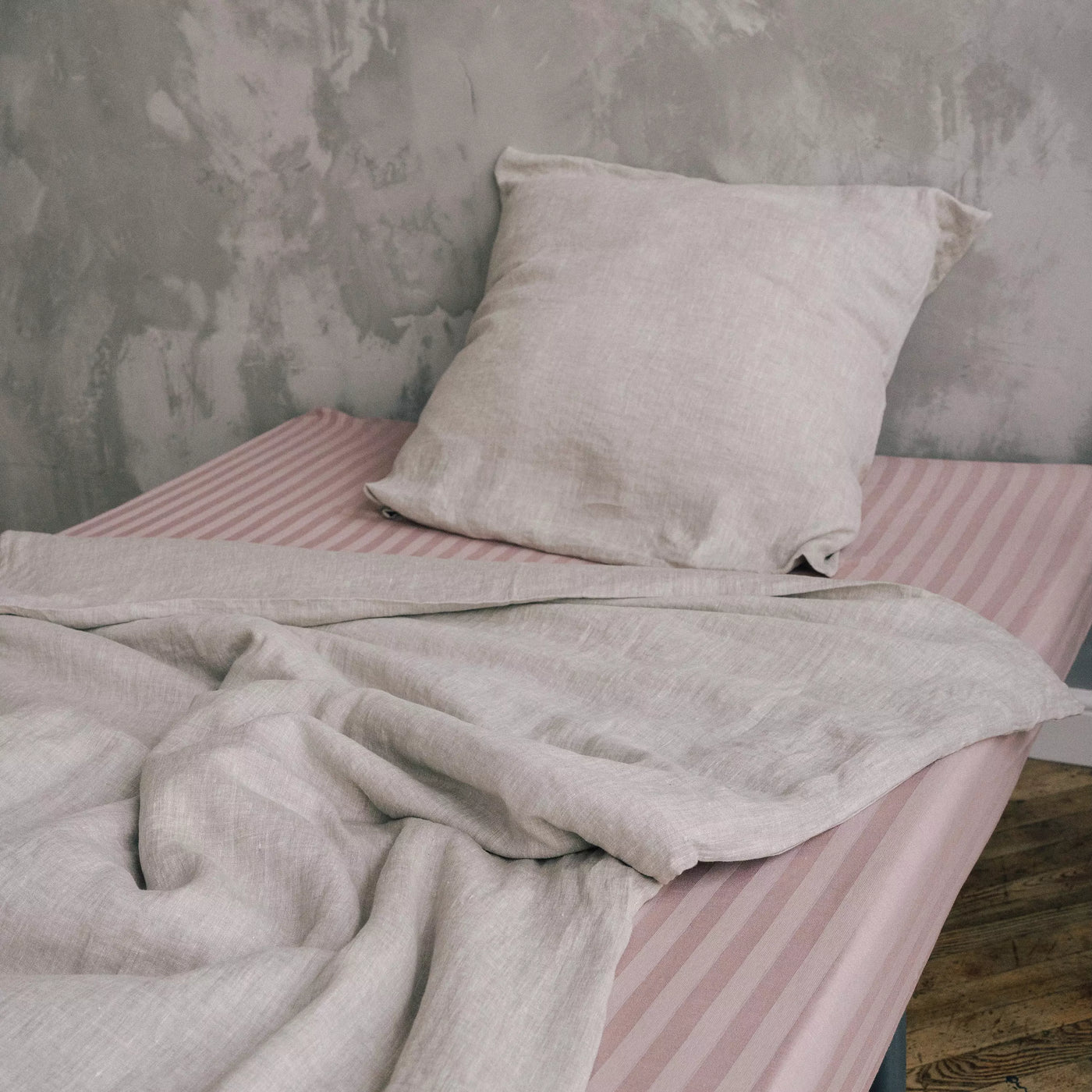 Acquista online il lenzuolo matrimoniale super soffice in lino e cotone con riga rosa 4