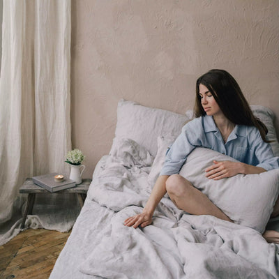 Check out Designer Linen Pillowcase Set in Grey 5