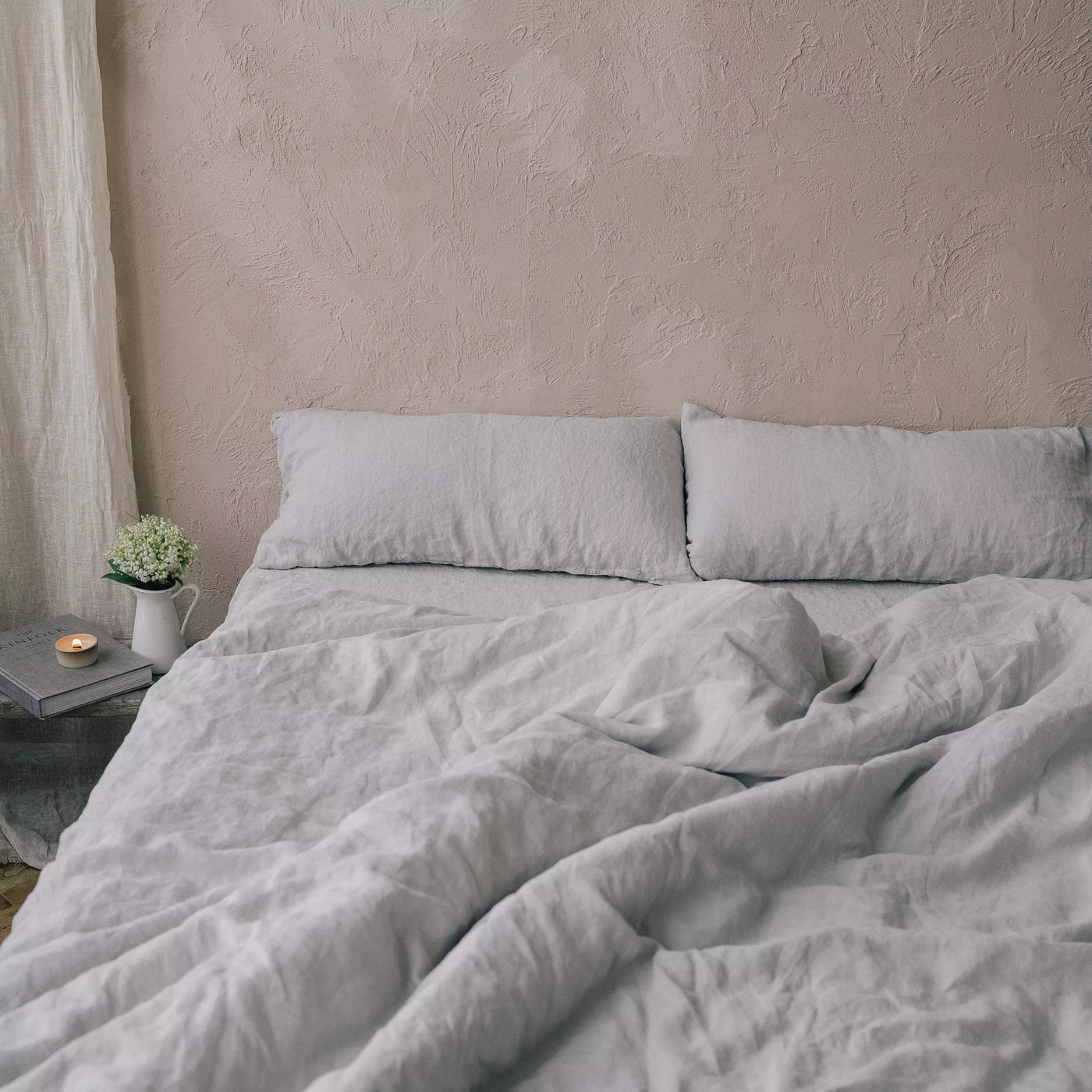 Check out Designer Linen Pillowcase Set in Grey 6