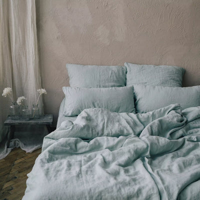 Buy online Super Soft Linen Pillowcase Set in Mint Green 4
