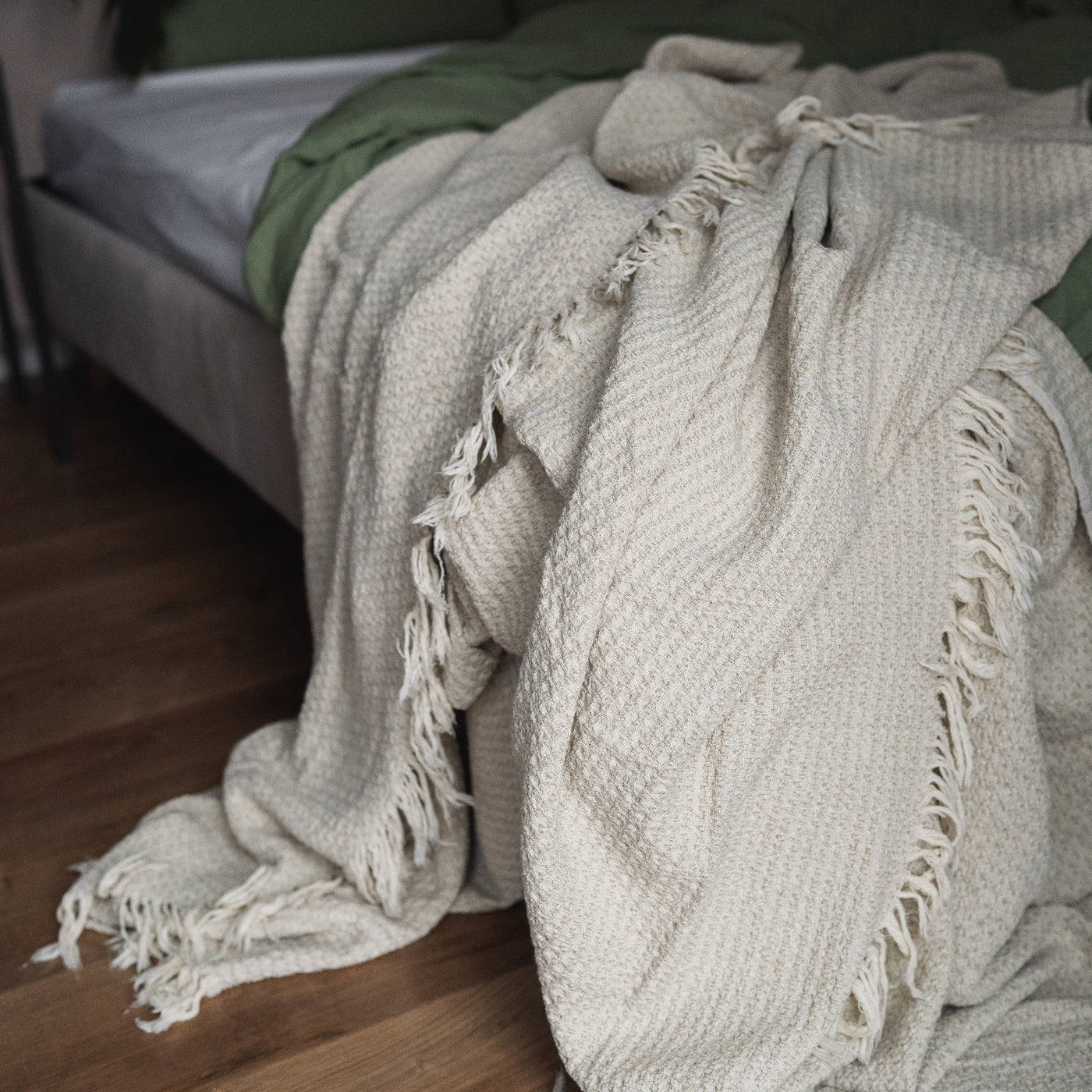 100% Linen Family Blanket Grey Big