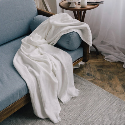 Acquista ora la coperta di lino premium bianca su Tintory Store