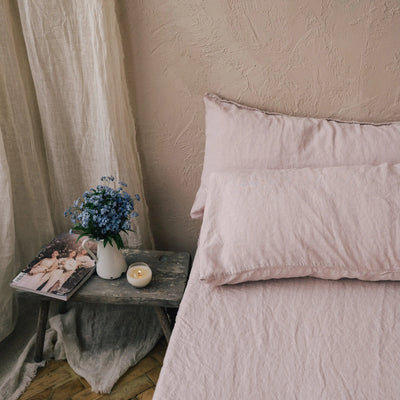 Find Natural & Breathable Linen Pillowcase Set in Rose Quartz 2