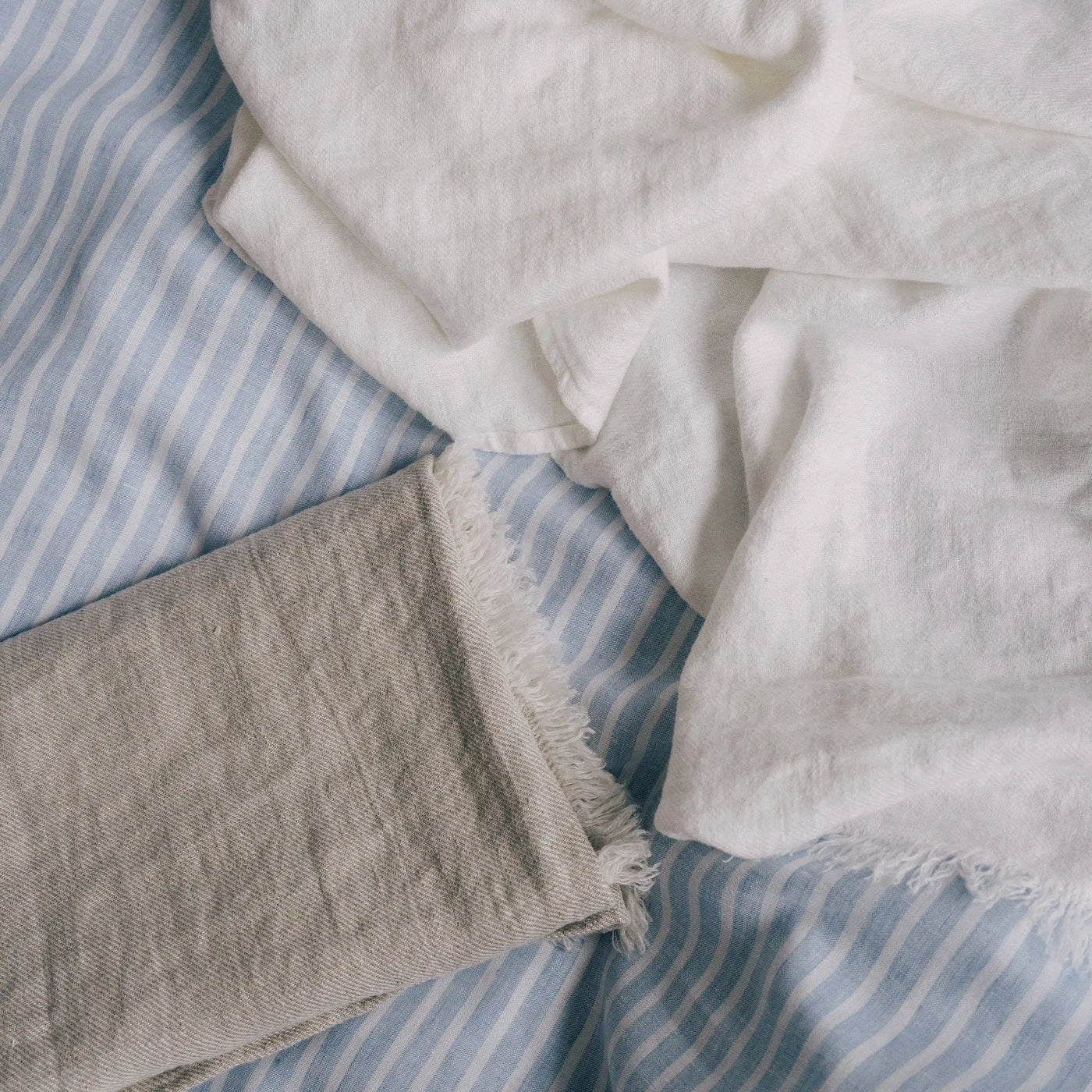 Shop online 100% Linen Bath Towel Set 2pcs in White Color 4