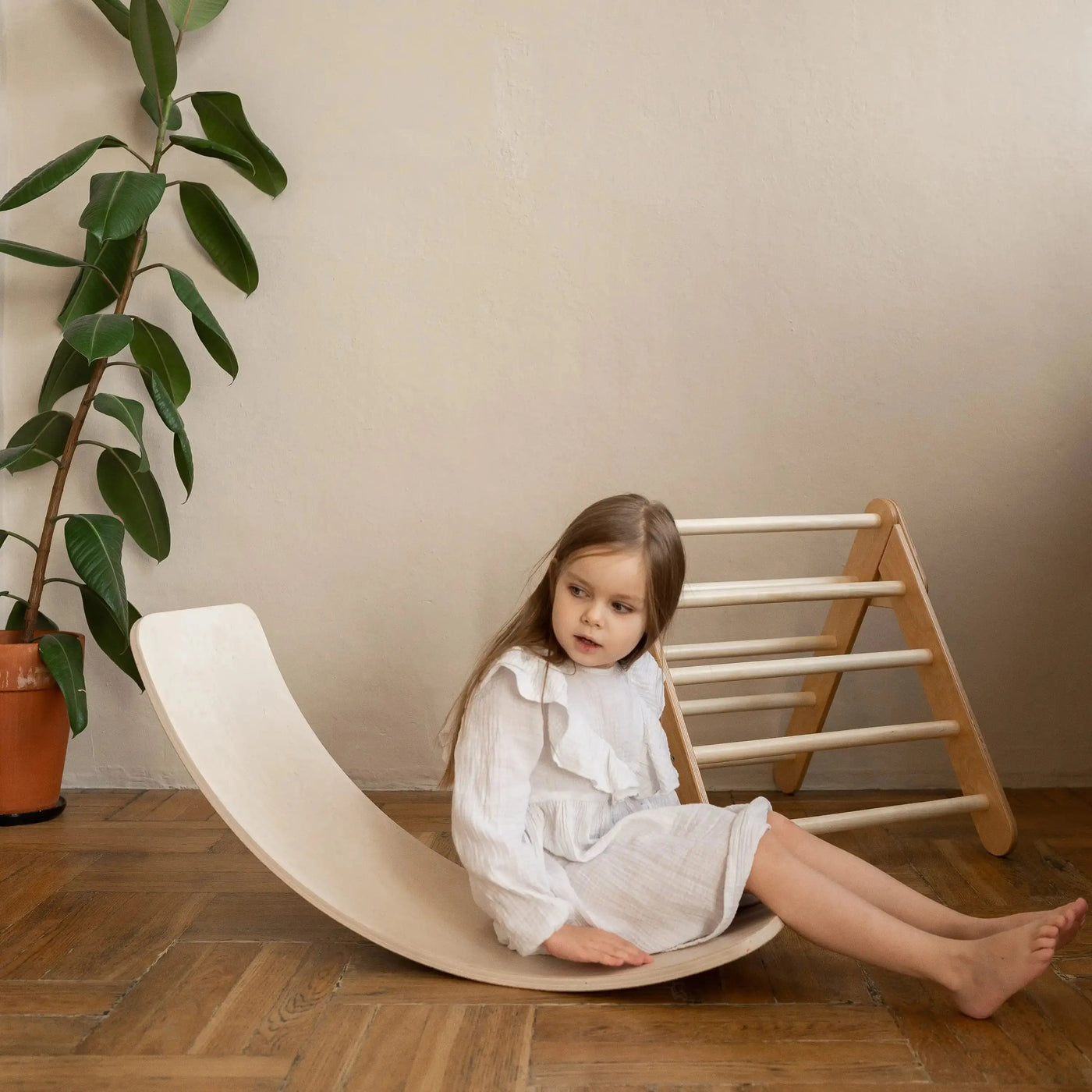 Ordina ora Eco-Friendly Large Wooden Curved Balance Board for Kids 3