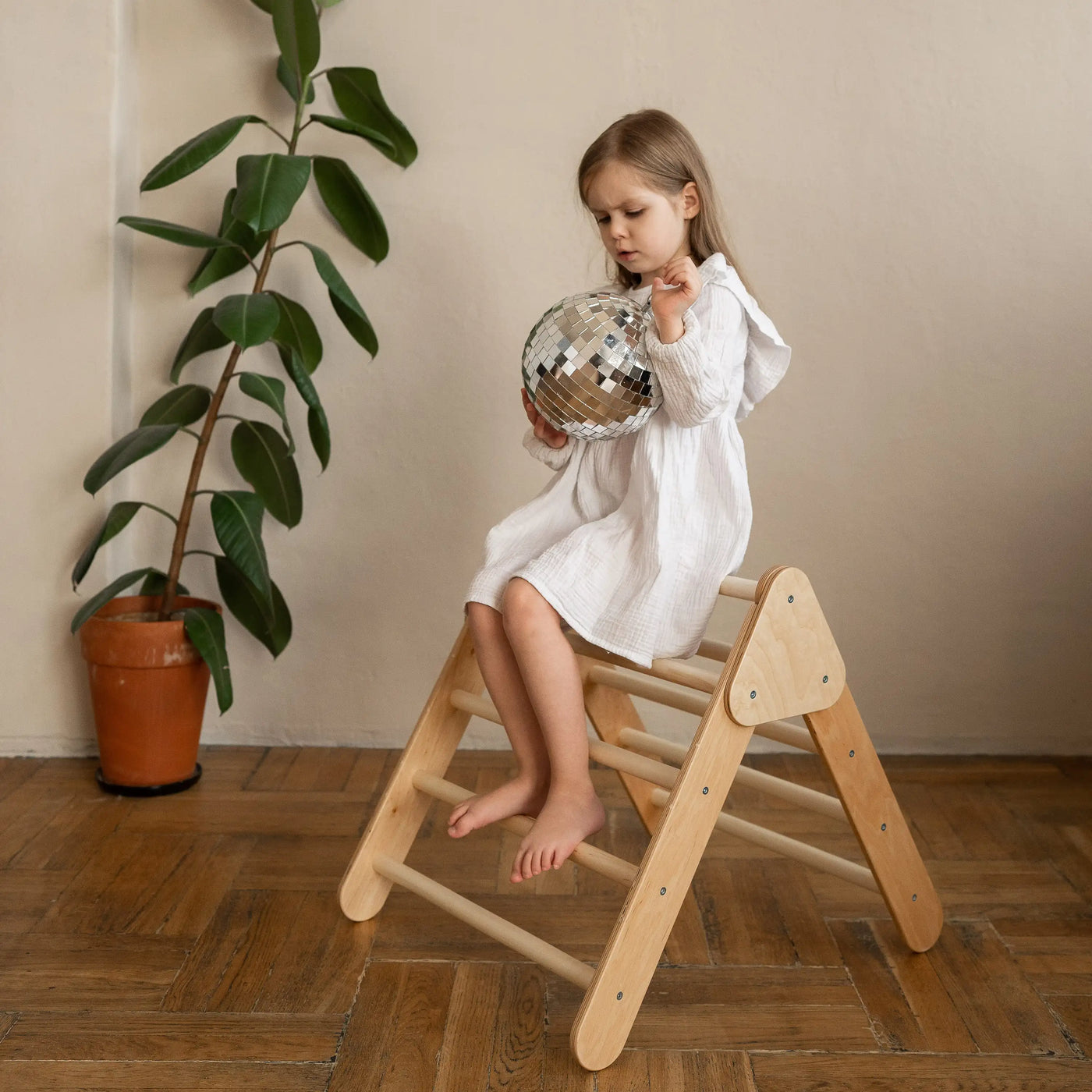 Explore Montessori Kids Large Handmade Wooden Pikler Triangle