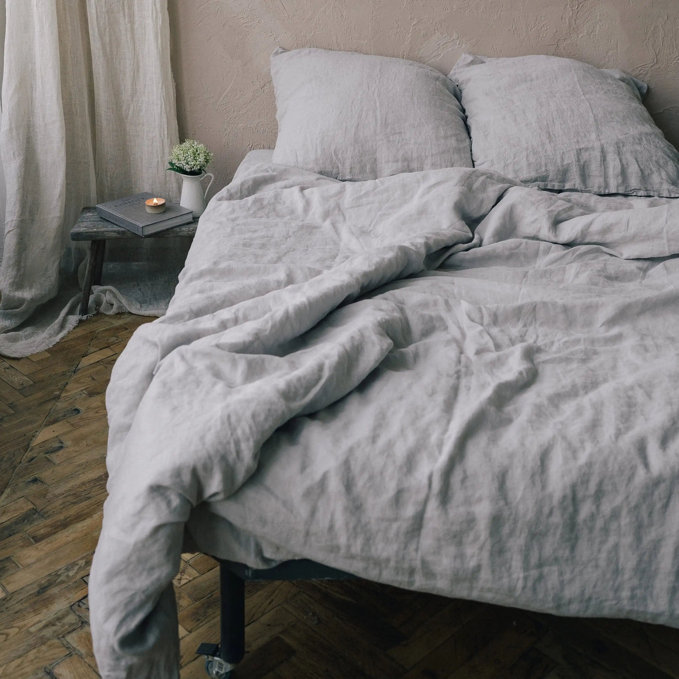 Acquistare il set di biancheria da letto in lino naturale 135x200 in grigio
