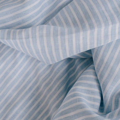 Acquista il set di biancheria da letto in puro lino 135x200 in blu con strisce bianche 1