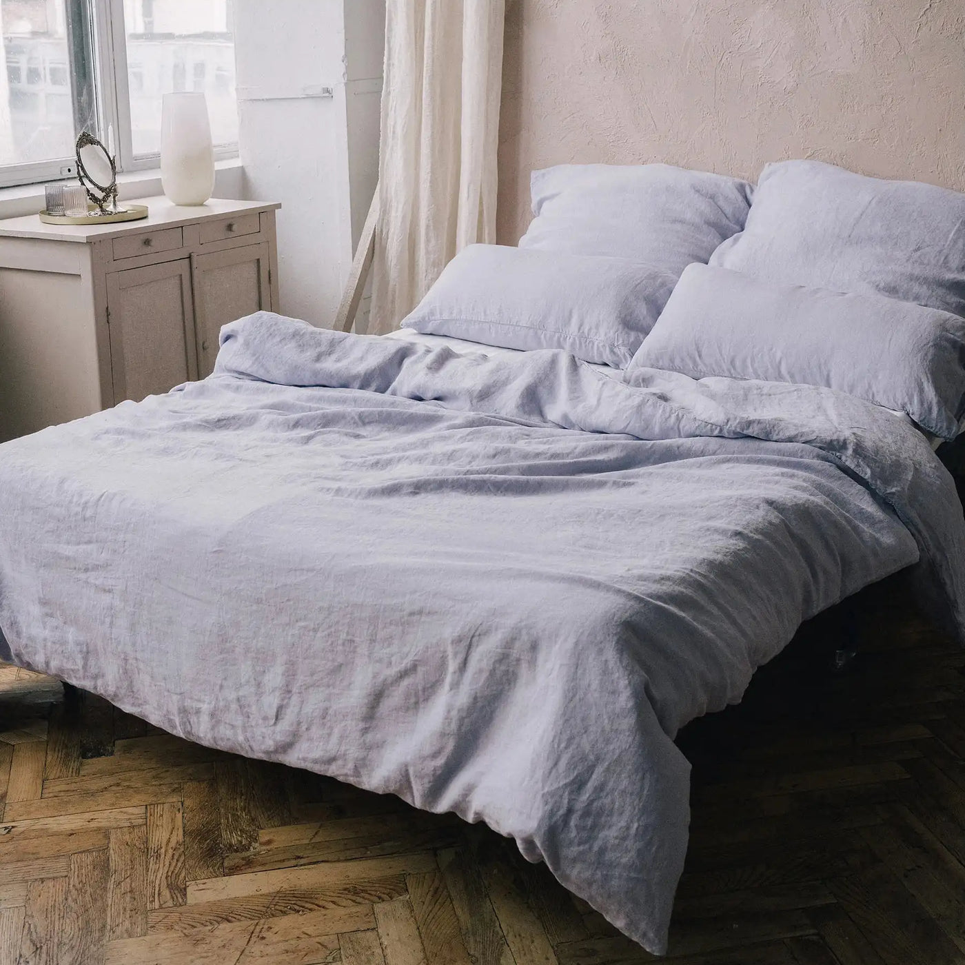 Buy Relaxed Linen Bedding Set 155x200 in Lavender Flower