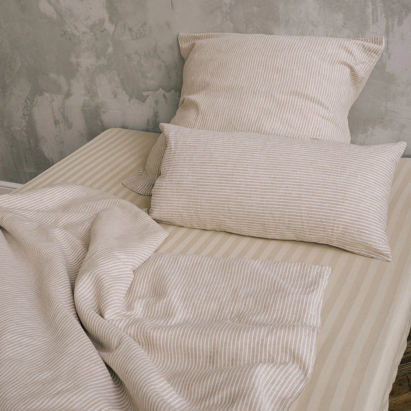 Buy Eco-Linen Bedding Set 135x200 in Orange with White Stripes 3