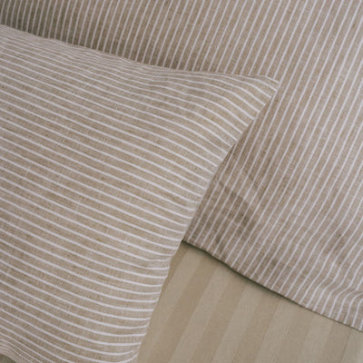 Buy Eco-Linen Bedding Set 135x200 in Orange with White Stripes 4