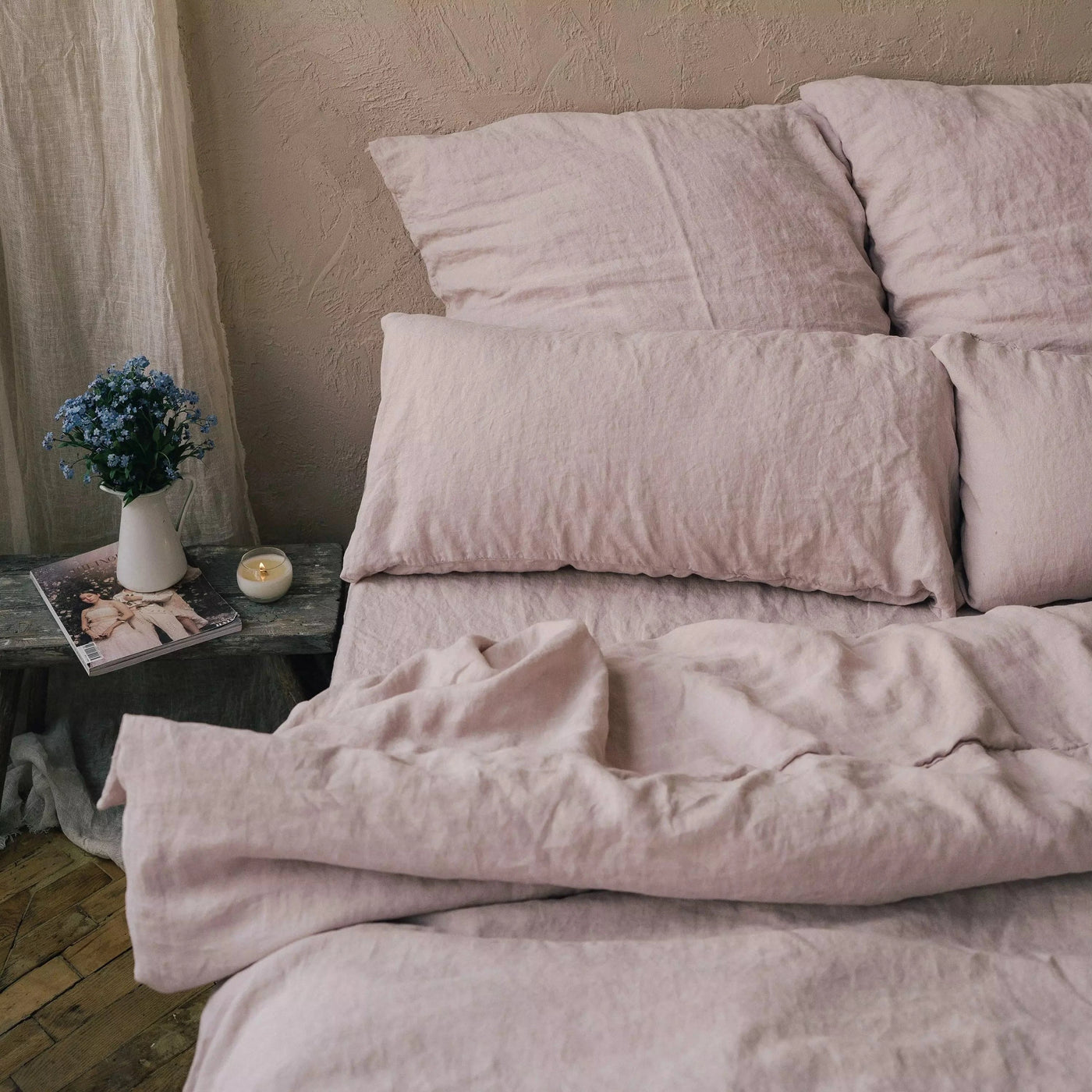 Buy online Vintage Linen Bedding Set 155x200 in Rose Quartz 3