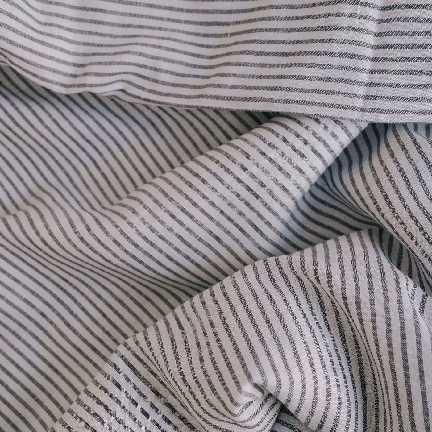 Shop Natural Linen Bedding Set 135x200 White with Black Stripes 1