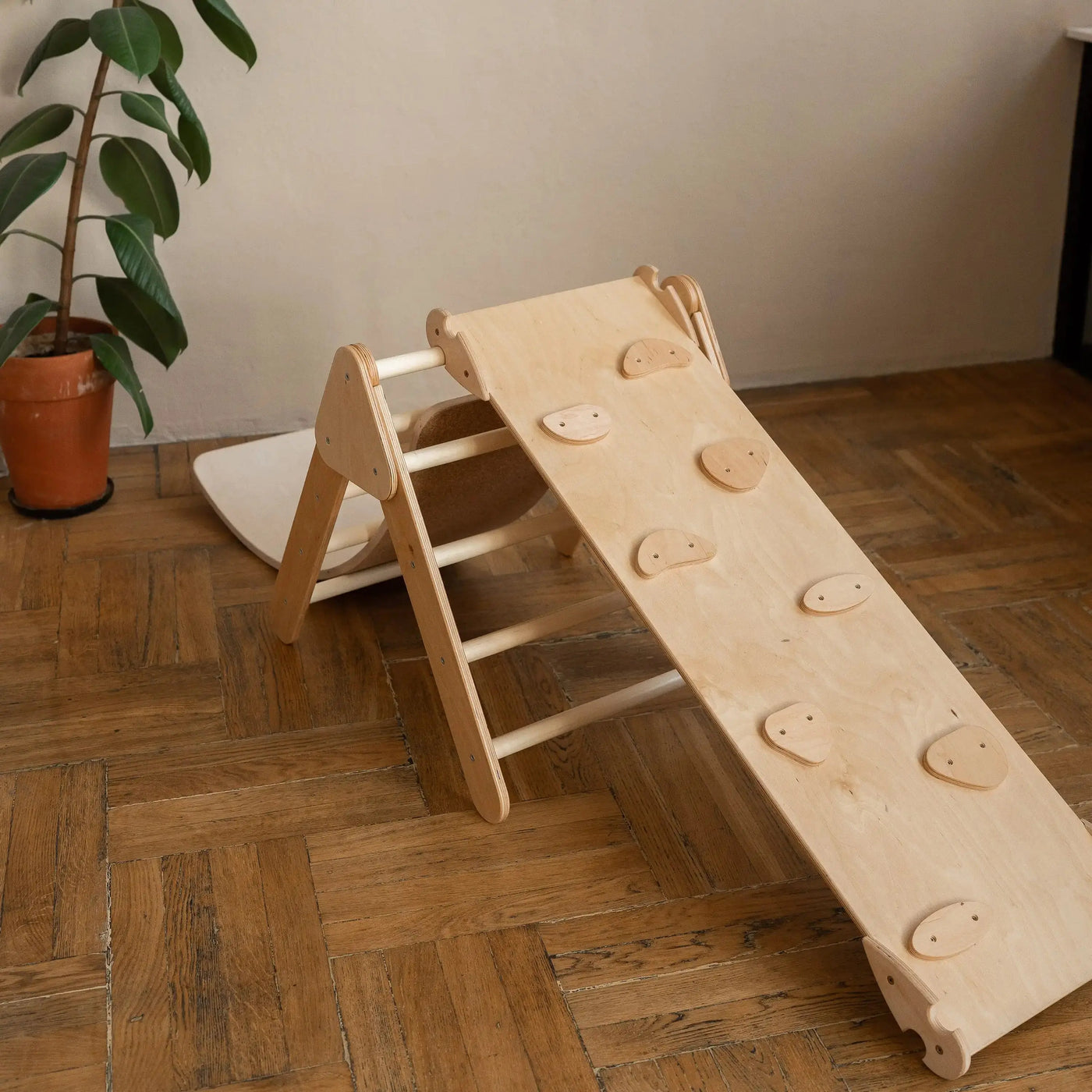 Buy now Natural Montessori Kids Wooden Sliding Ramp 1