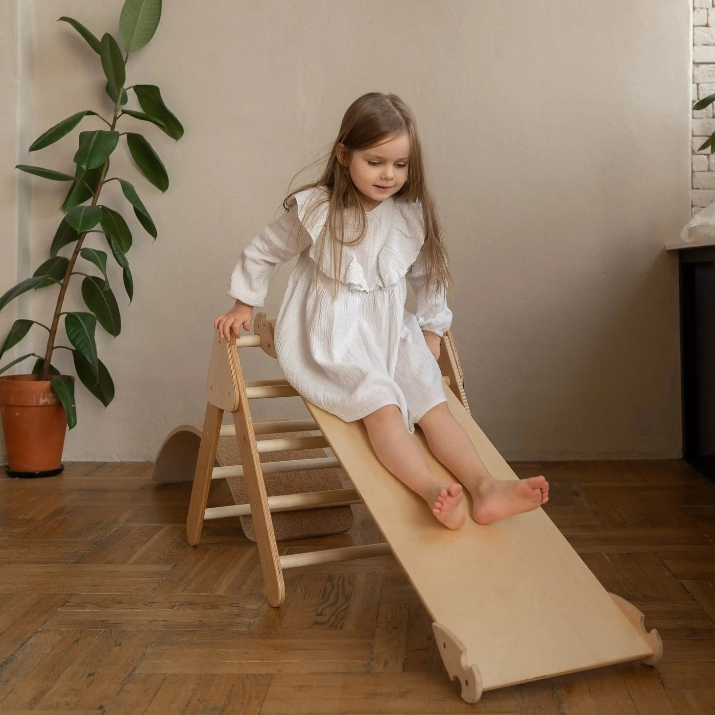 100% Natural Montessori Kids Wooden Sliding Ramp | Tintory Store